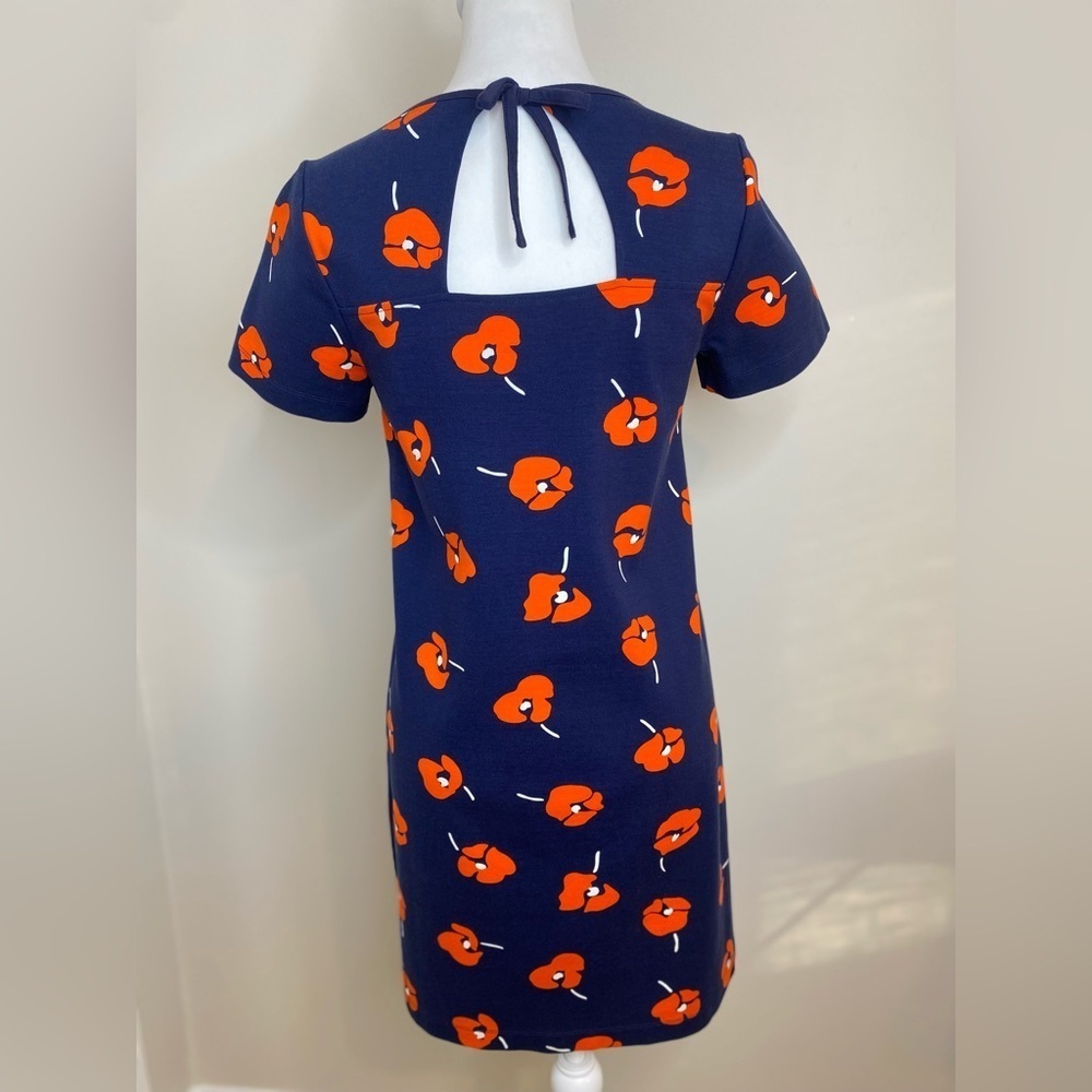 Draper James Poppy Ponte Shift Dress Navy Red Floral Size XS - Picture 7 of 13